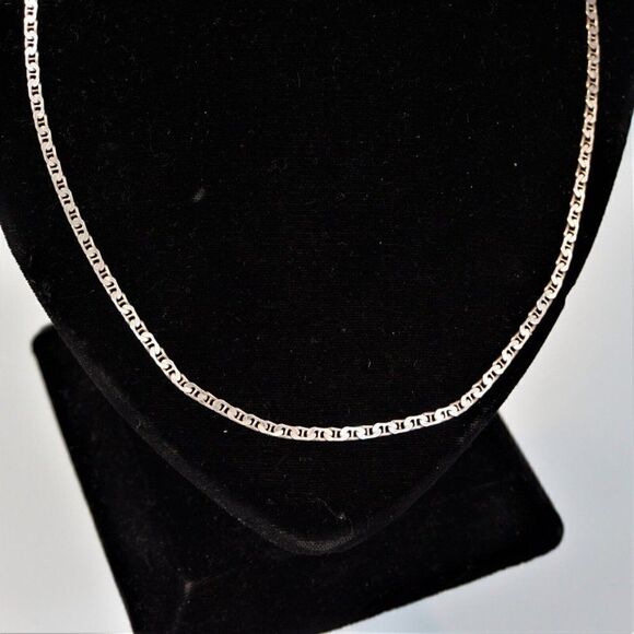 Sterling Silver 6 gr Flat Mariner Anchor Chain Necklace Unisex 17" L - Picture 2 of 10